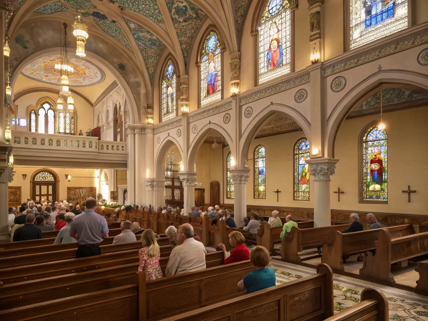 A photograph of a community event held at the Église de La Chapelle, such as a concert or historical reenactment, showcasing the church's role as a cultural hub.